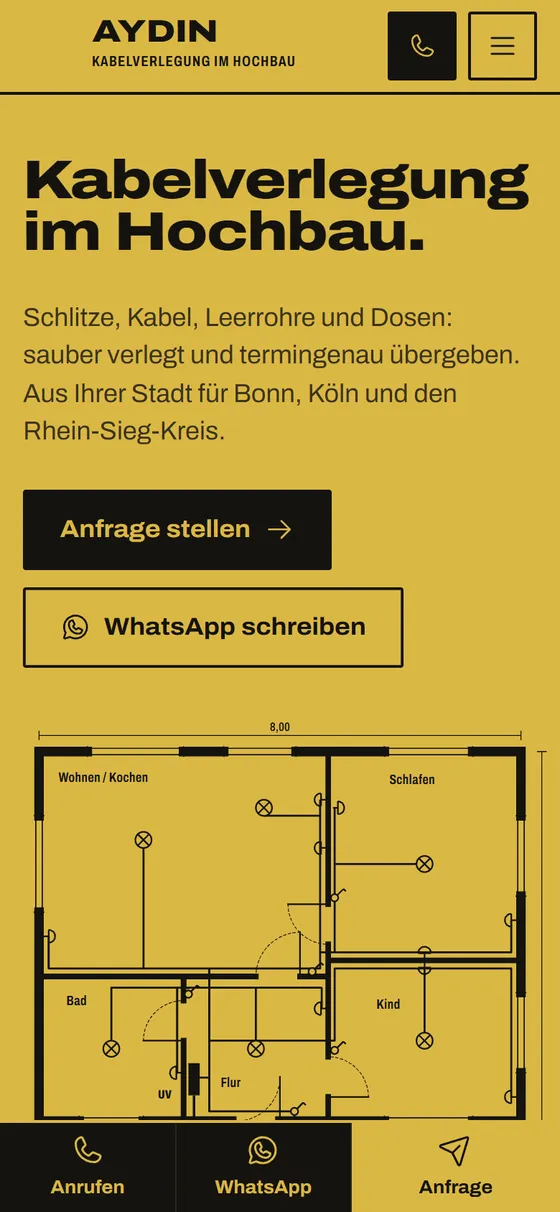 Website-Entwurf für einen Betrieb für Kabelverlegung
