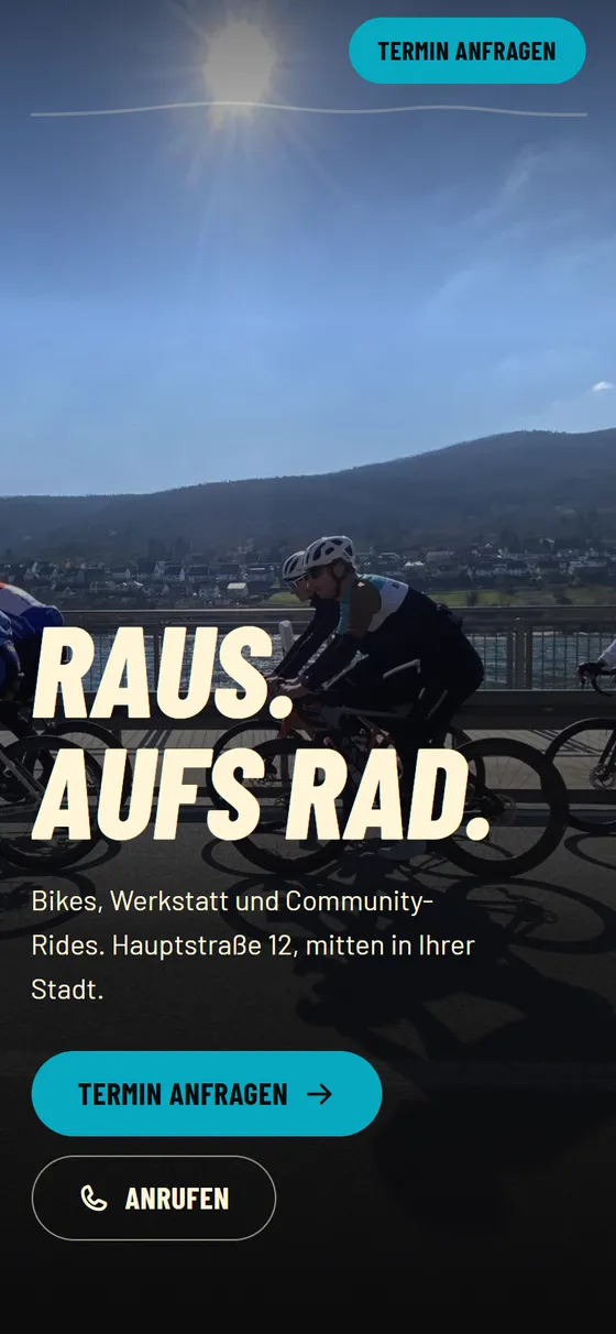 Website-Entwurf für einen Fahrradladen