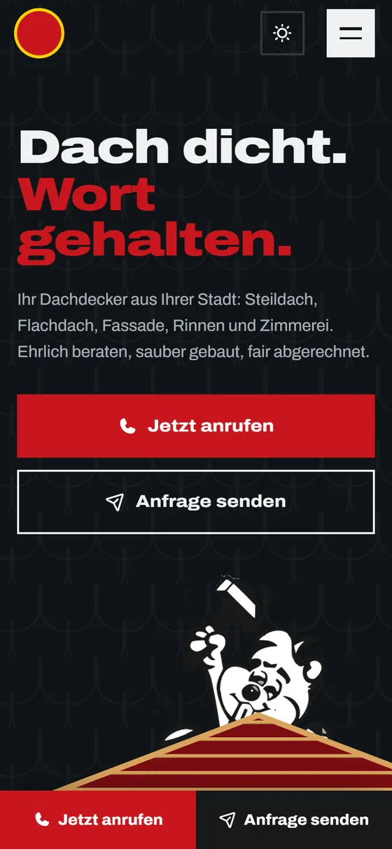 Website-Entwurf für einen Dachdecker