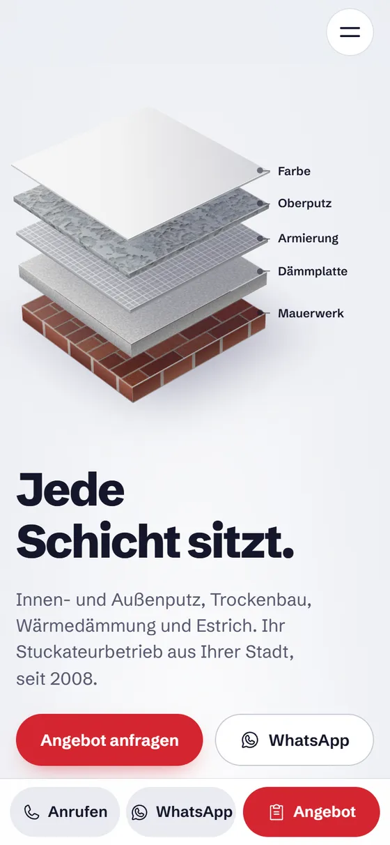 Website-Entwurf für einen Stuckateur
