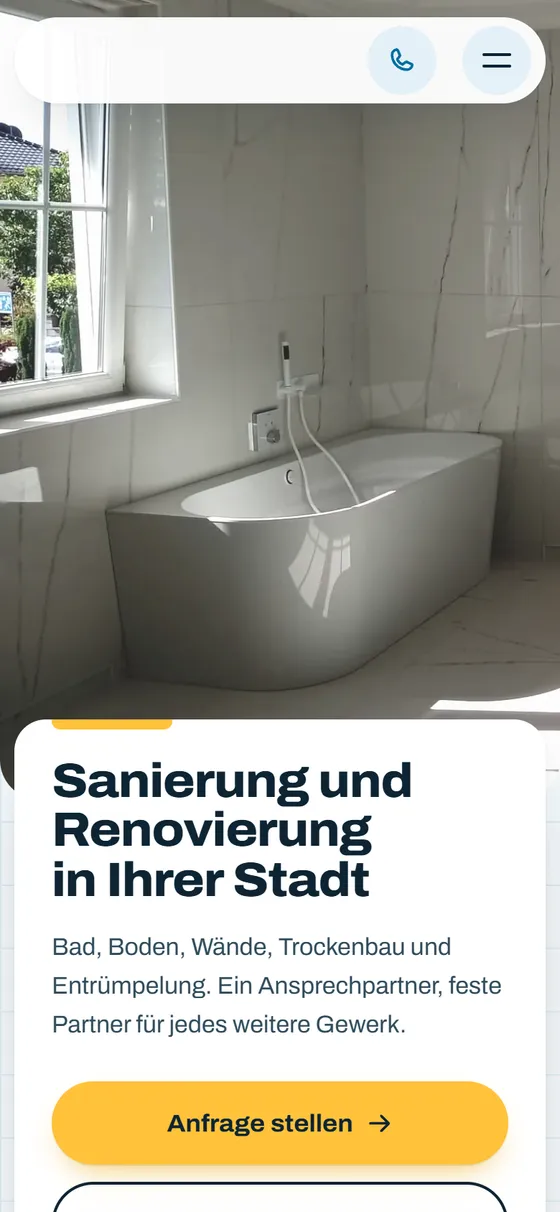 Website-Entwurf für einen Sanierungsbetrieb