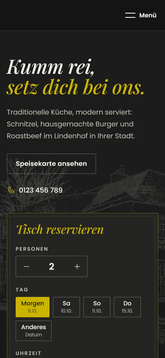 Website-Entwurf für ein Restaurant