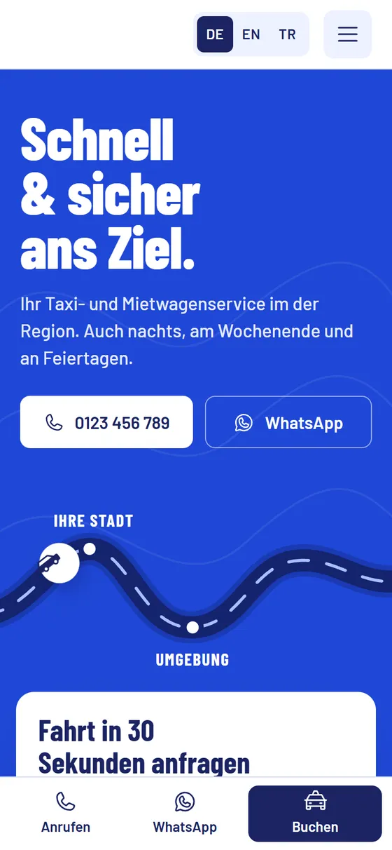 Website-Entwurf für einen Taxi- und Fahrdienst