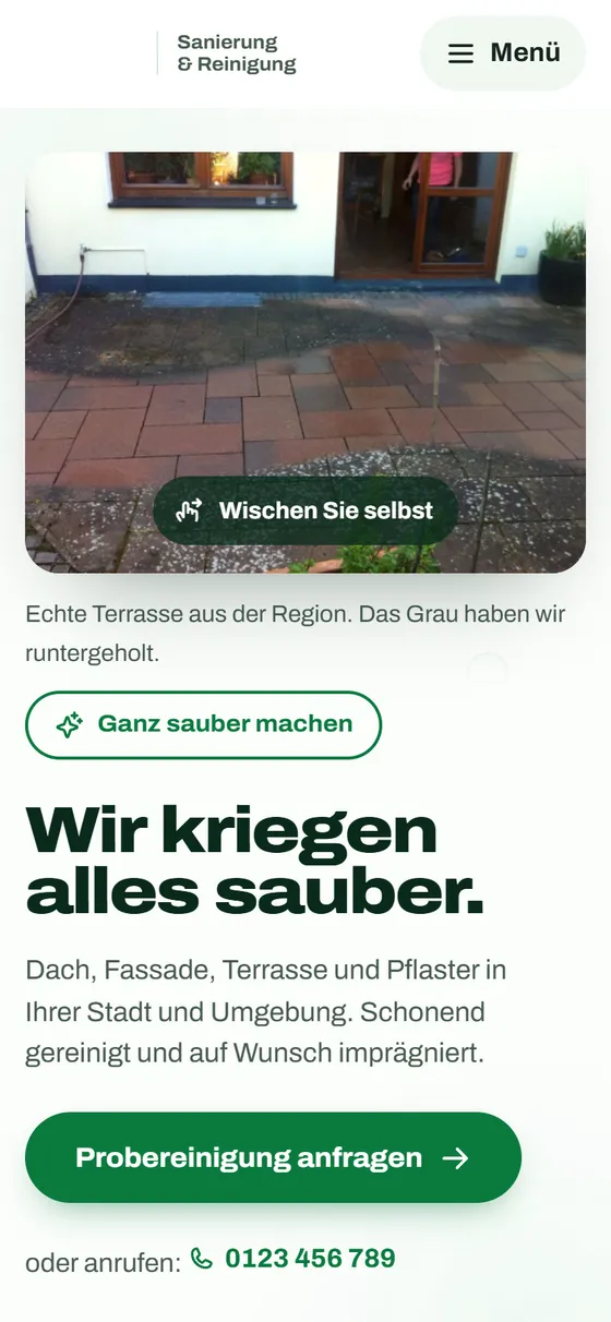 Website-Entwurf für einen Betrieb für Dach- und Fassadenreinigung