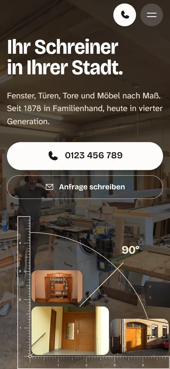 Website-Entwurf für eine Schreinerei