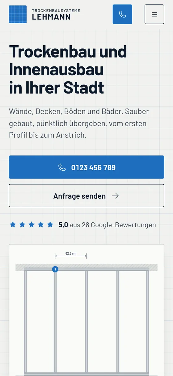 Website-Entwurf für einen Trockenbaubetrieb