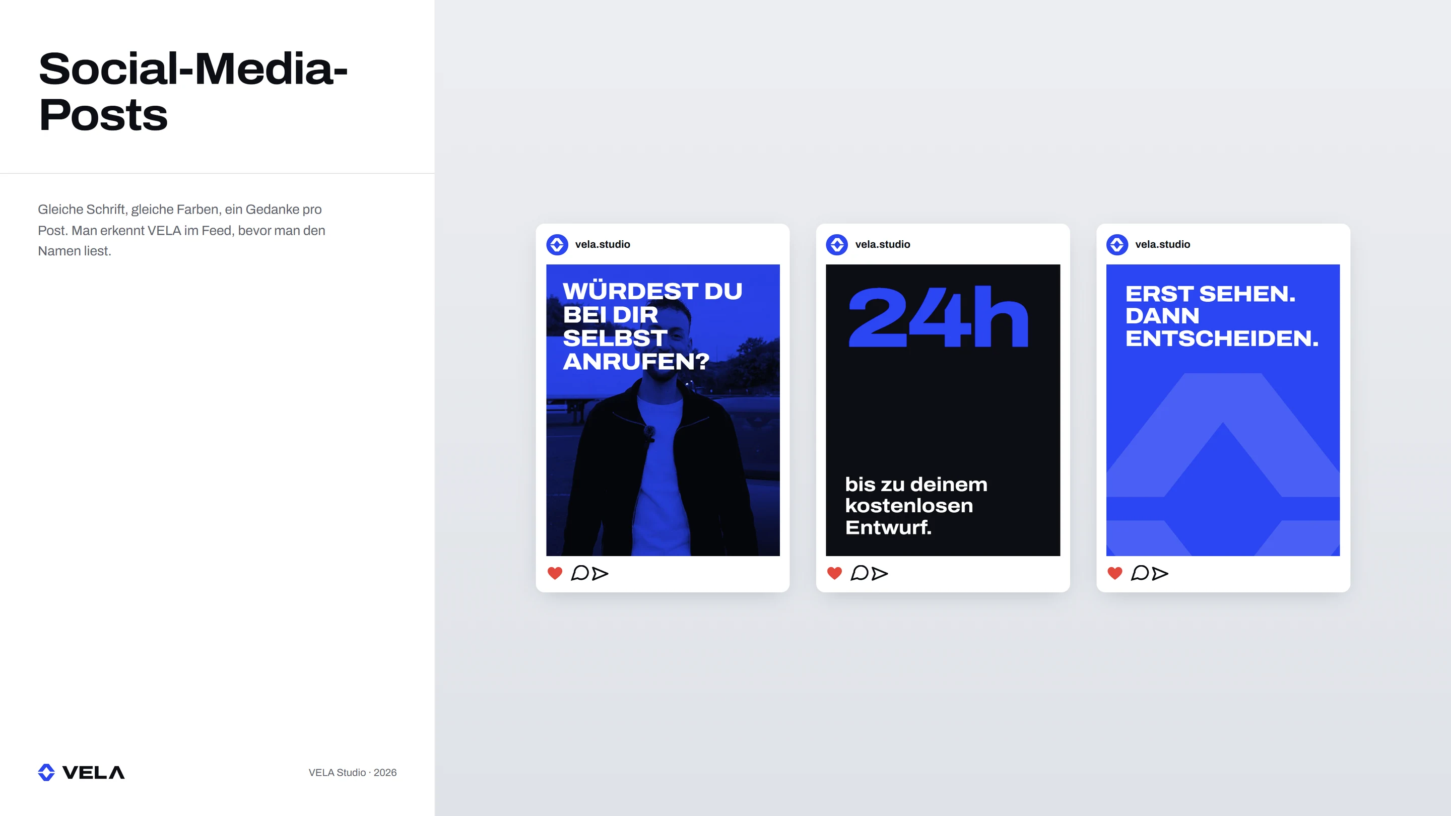 Marke VELA Studio: Social-Media-Posts